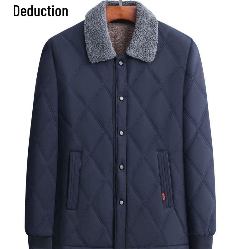 Men's Thickened Lambswool Cotton Jacket for Dad and Grandpa - Warm Winter Outerwear for Middle-Aged and Elderly.