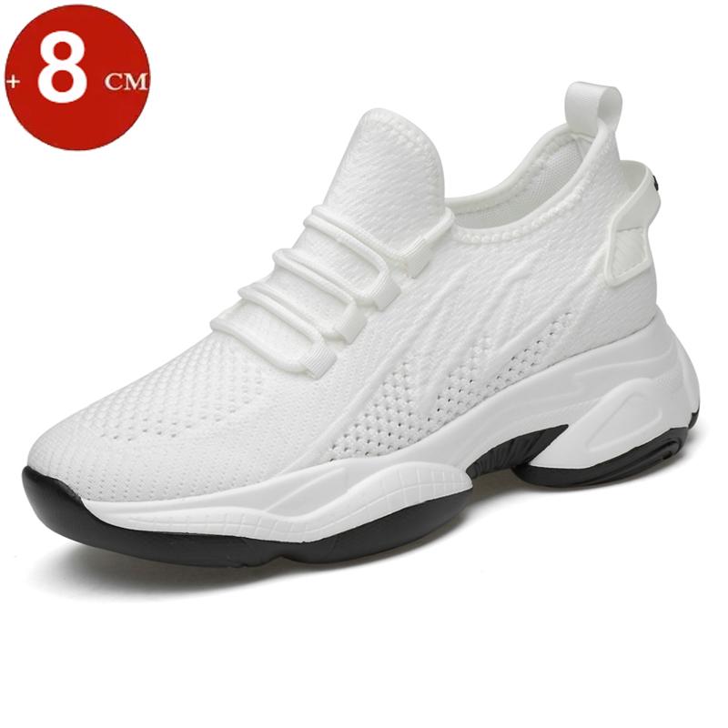 Summer Mesh Platform Sneakers Men Elevator Shoes Breathable Casual Sports 6cm 8cm Height Increase Shoes Taller Male Lift Tall
