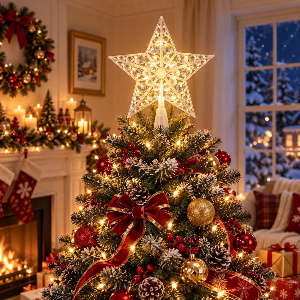Lighted Christmas Tree Topper Star for Holiday Decoration