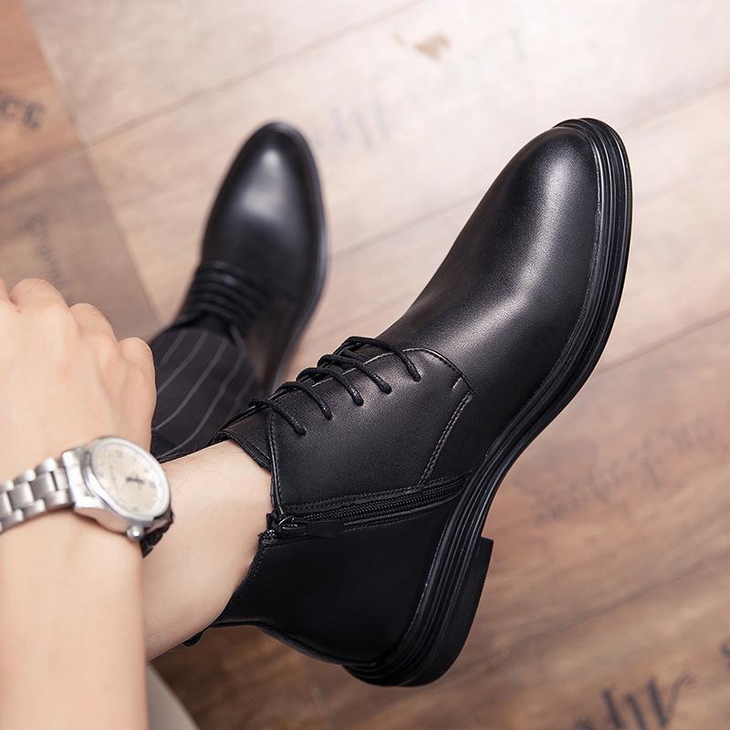 Men's British Style Pointed Toe Leather Chelsea Boots - Korean Design, Formal & Casual, Large Sizes Available