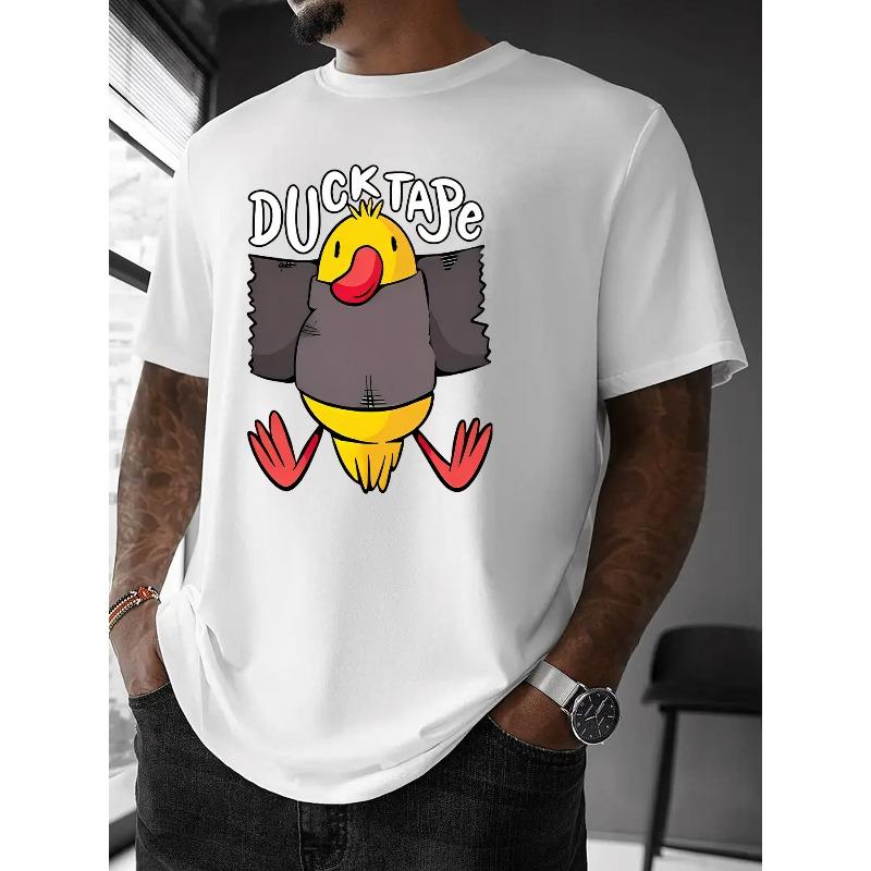 European sizes Cute Duck Tape Print American Trendy Graffiti Letter Print Short Sleeve T-Shirt