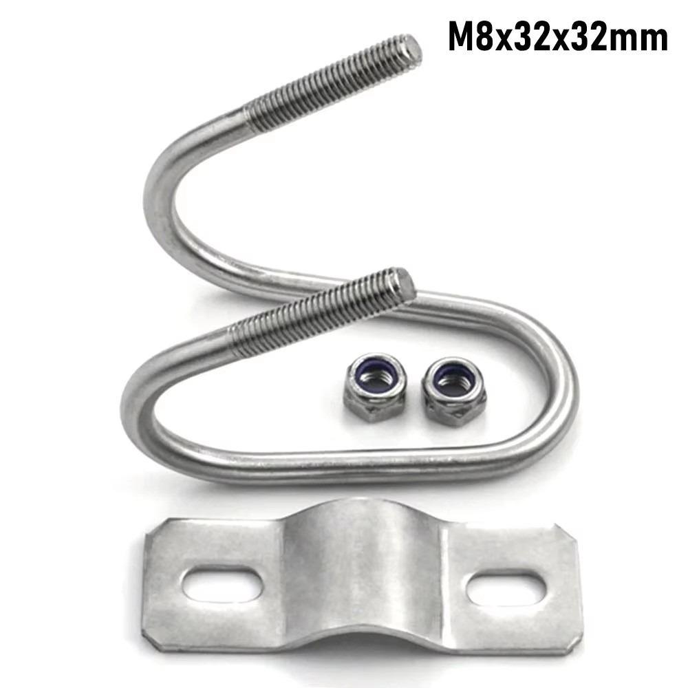 Steel Double U Cross Clamp 20 25 32 40 50 M8 Pipe Clamp Durable Tube Pipe Clip Pipe Connection