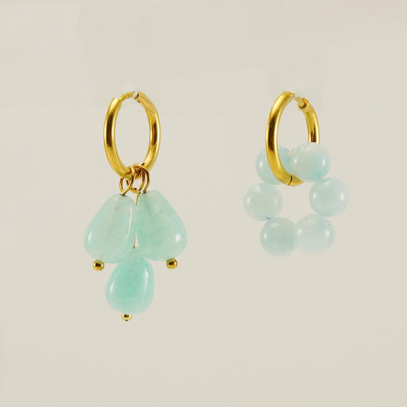 2023 Vintage Malachite & 18k Gold-Plated Stainless Steel Hoop Earrings