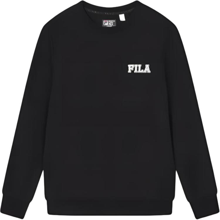 Fila Original Loose Comfortable Knit Crew Neck Sweatshirt Simple Fashion Long Pants Casual Sports Suit F11M439211F-BK+F11M439606F-BK