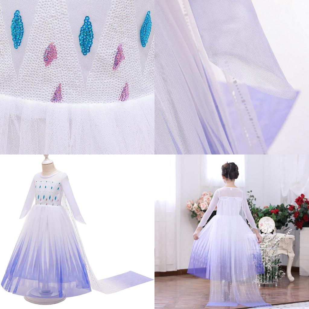 Incantevole costume da Regina delle Nevi di Frozen 2 per bambine, ideale per feste di compleanno.