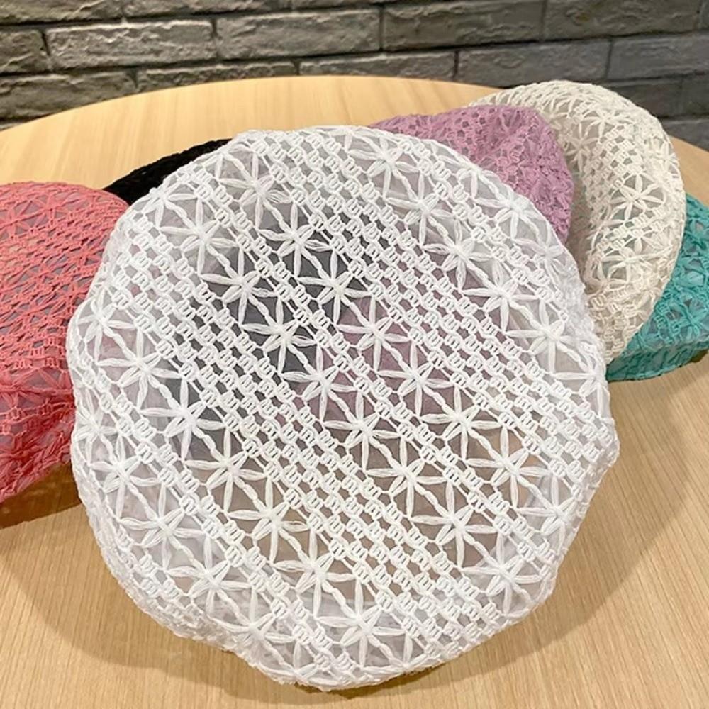 Fashion Multi Colored Lace Beret Hat Slouchy Summer Beanie Cap Breathable Cutout Floral Painter Hat For Women