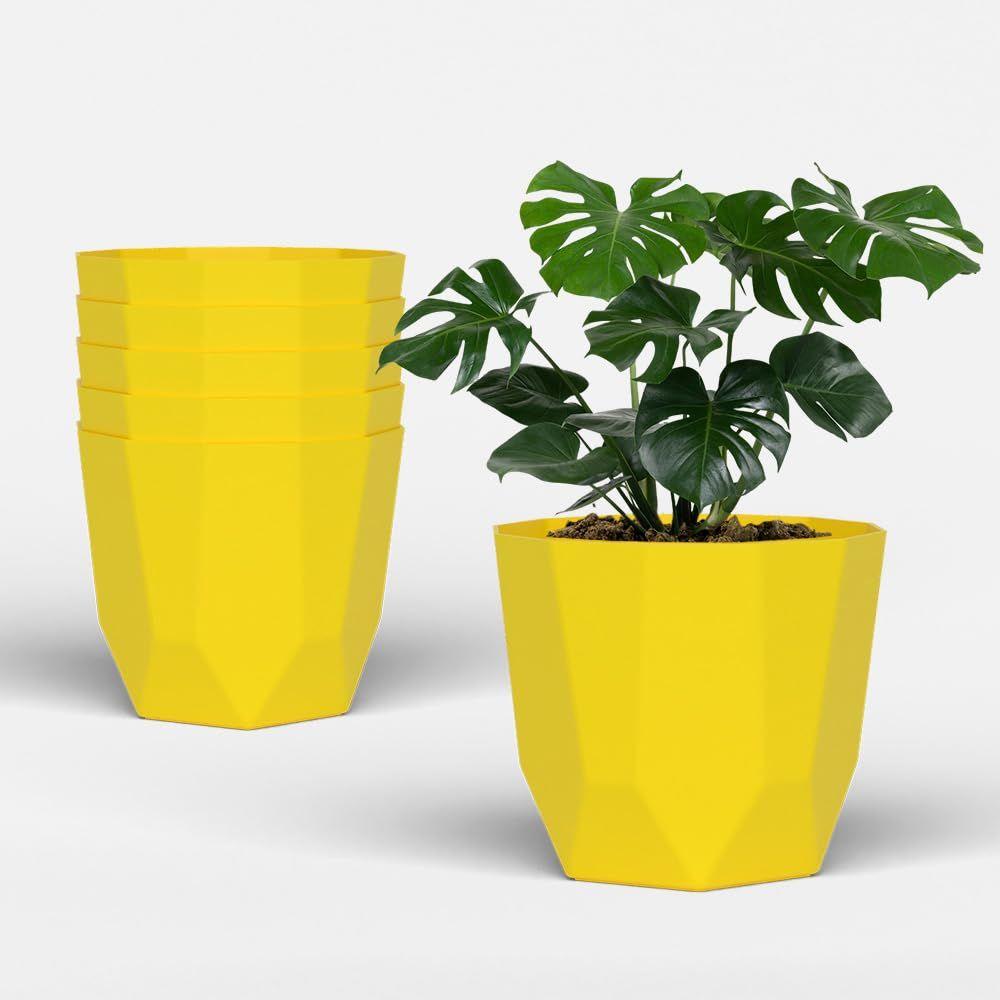 

Гекса 6 дюймов Упаковка из 6 штук Пластиковый цветочный горшок для домашнего декора Комнатные цветочные горшки для гостиной Пластиковый цветочный горшок для сада (желтый) PACK OF 06 жёлтый