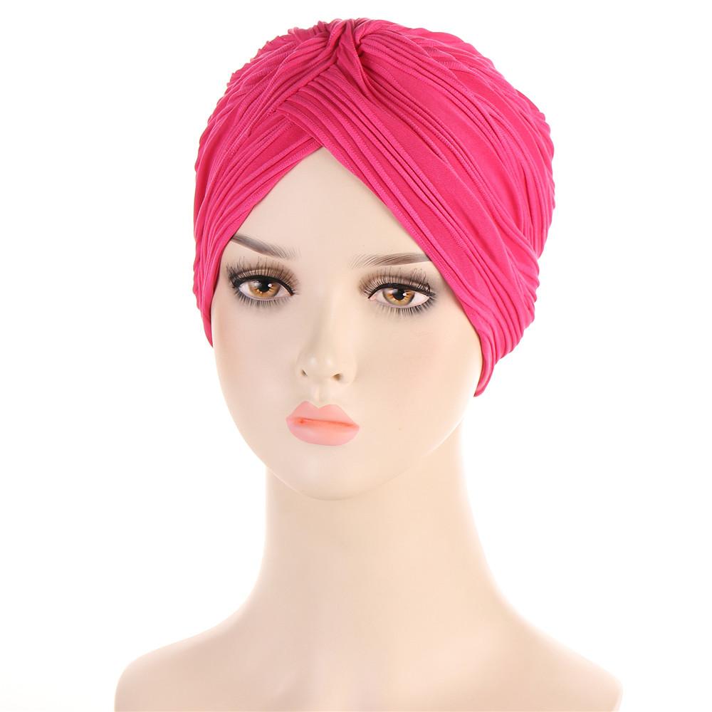 Nové dámské zlaté stříbrné turbanové čepice chemo bandana hidžáb plisovaná indická čepice turbante klobouk dámský šátek na vlasy muslimská pokrývka hlavy