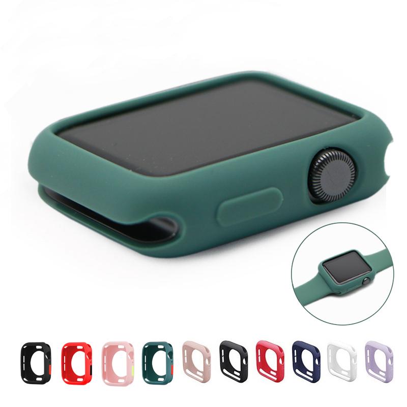 Buy Silicone Sport Cover For Apple Watch Case 44 mm 40mm 42mm 38mm screen Accessorie Protector