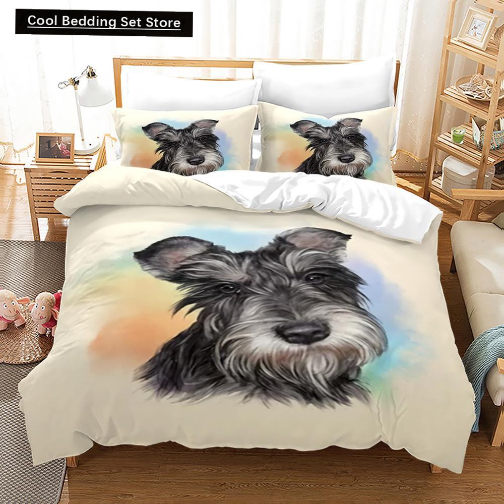 Cartoon Dog King Queen Duvet Cover Lovely Illustrated Pet Puppy bedding set  Animal Quilt Cover 2/3pcs Polyester Comforter Cover