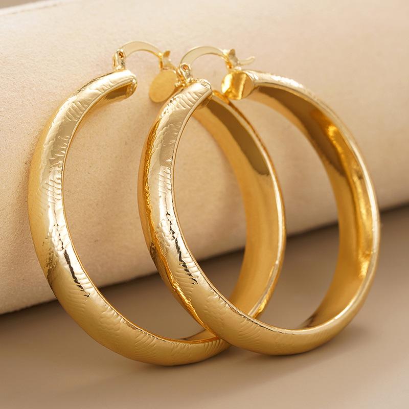 Textured Chunky Hoop Earrings for Women Everyday Jewelry
