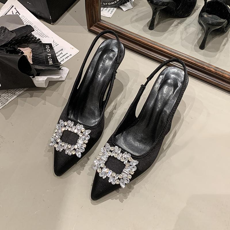 2026 New Fashion High Heel Shoes Women  Pointed Toe Shoes Dresses Sandals Summer Women Elegant Sex Appeal Rhinestone Sandal