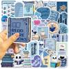 50 Cartoon Blue Bookish Doodle Stickers Decorate Guitar Notebook Suitcase DIY Waterproof