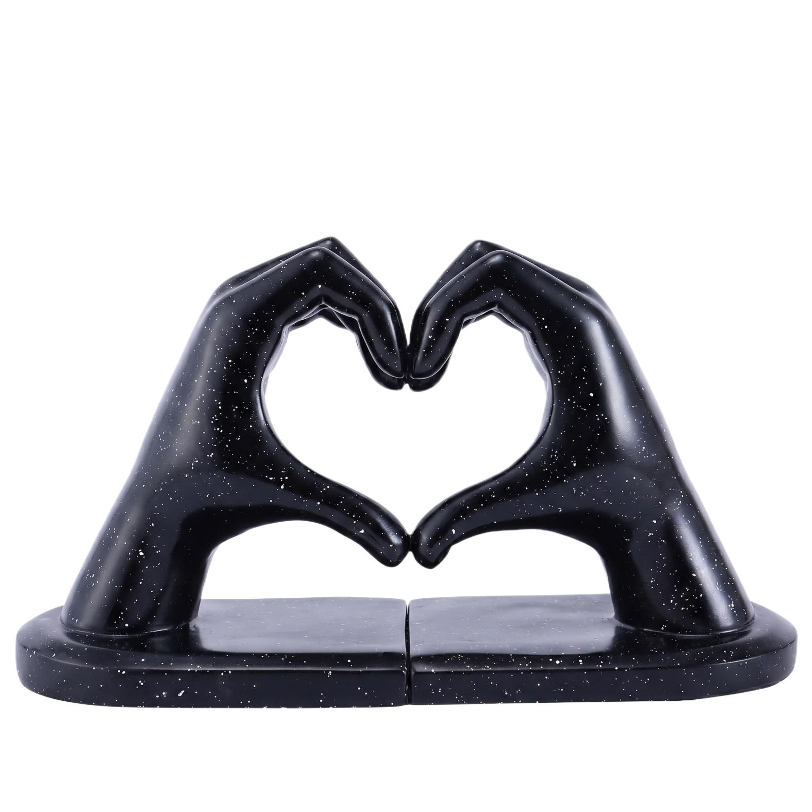 

Decorative Heart Hand Gesture Bookend Set for Home Office Shelf Organization Durable Material Stable Support One Size чёрный
