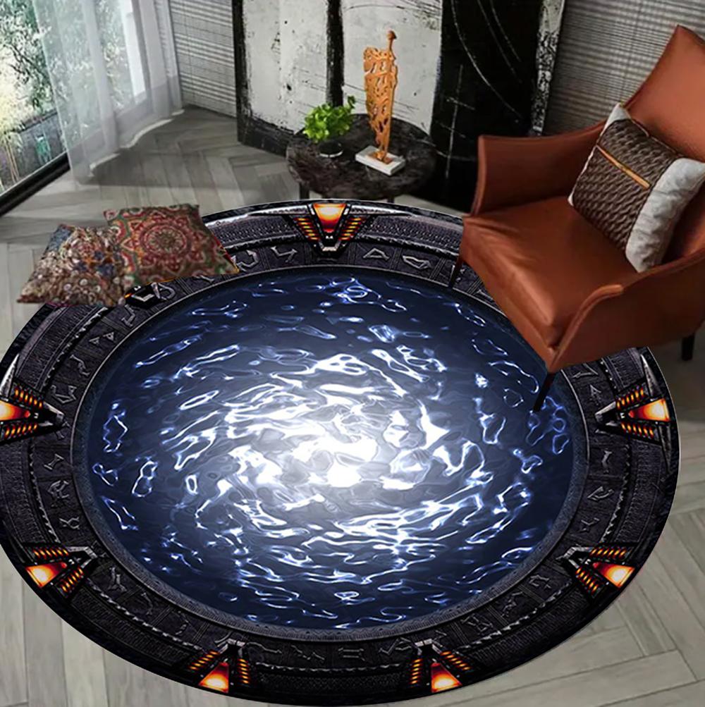 Pool Themed Round Area Mat Non-Slip Floor Mat Entryway Bedroom Living Room Coffee Table Rug
