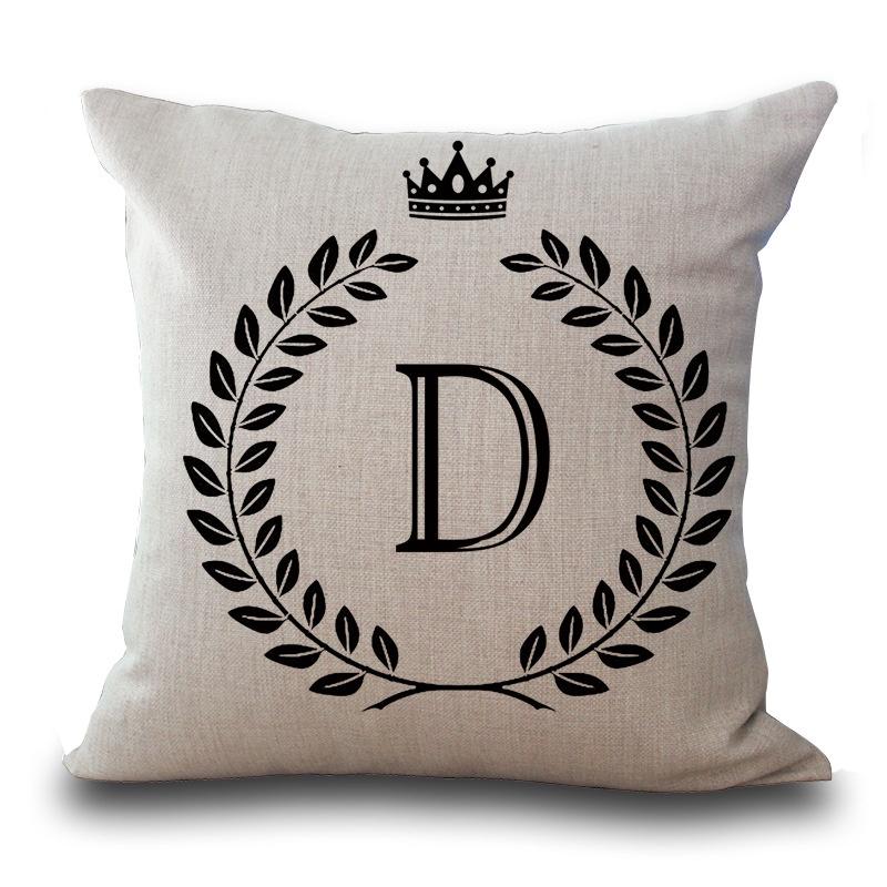 Stylish 26 Letter Cotton Linen Cushion Cover Pillow Case For Home Sofa Decor 18 Inch