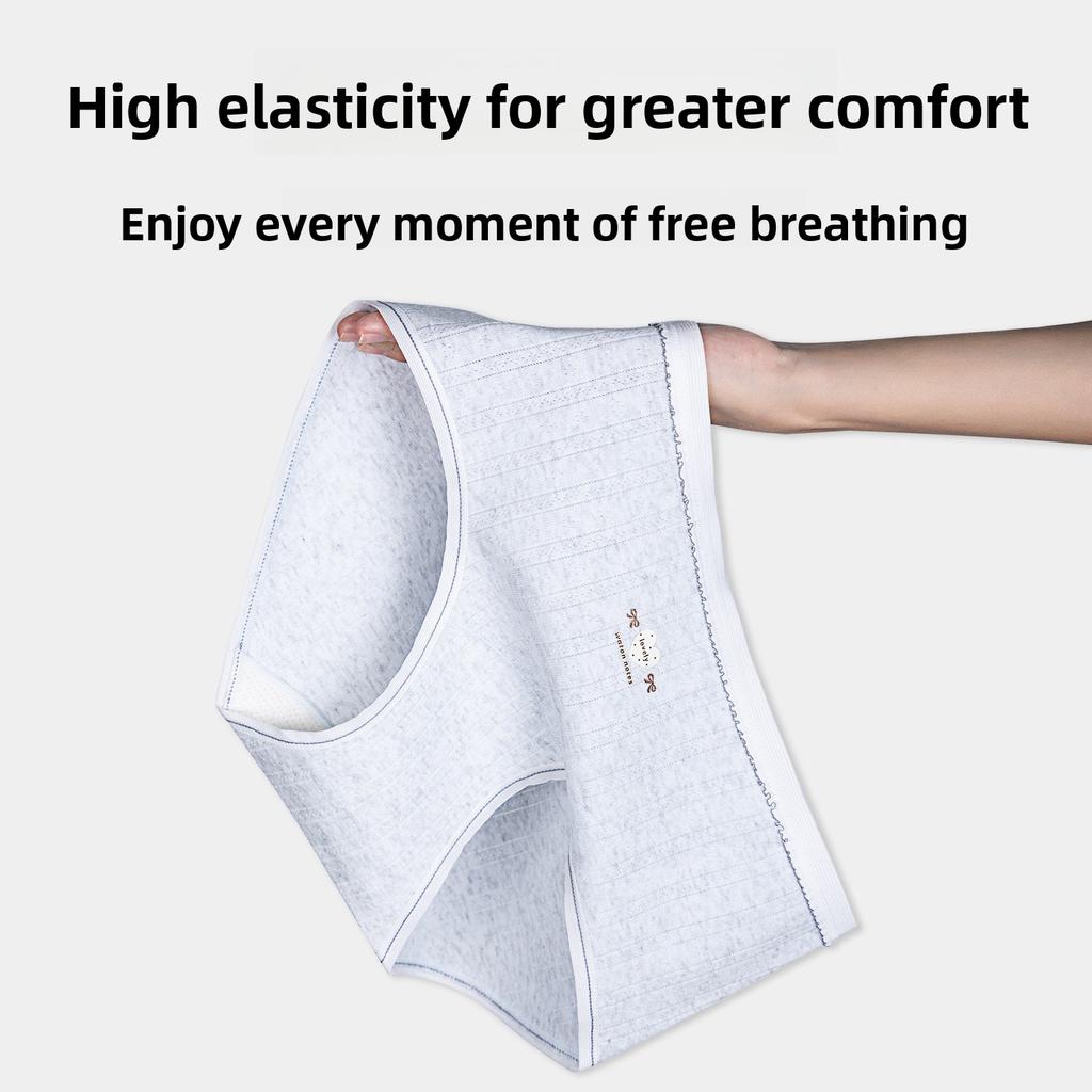 Plus Size Women's Color Yarn Cotton A Class Extended Crotch Mid Waist Briefs