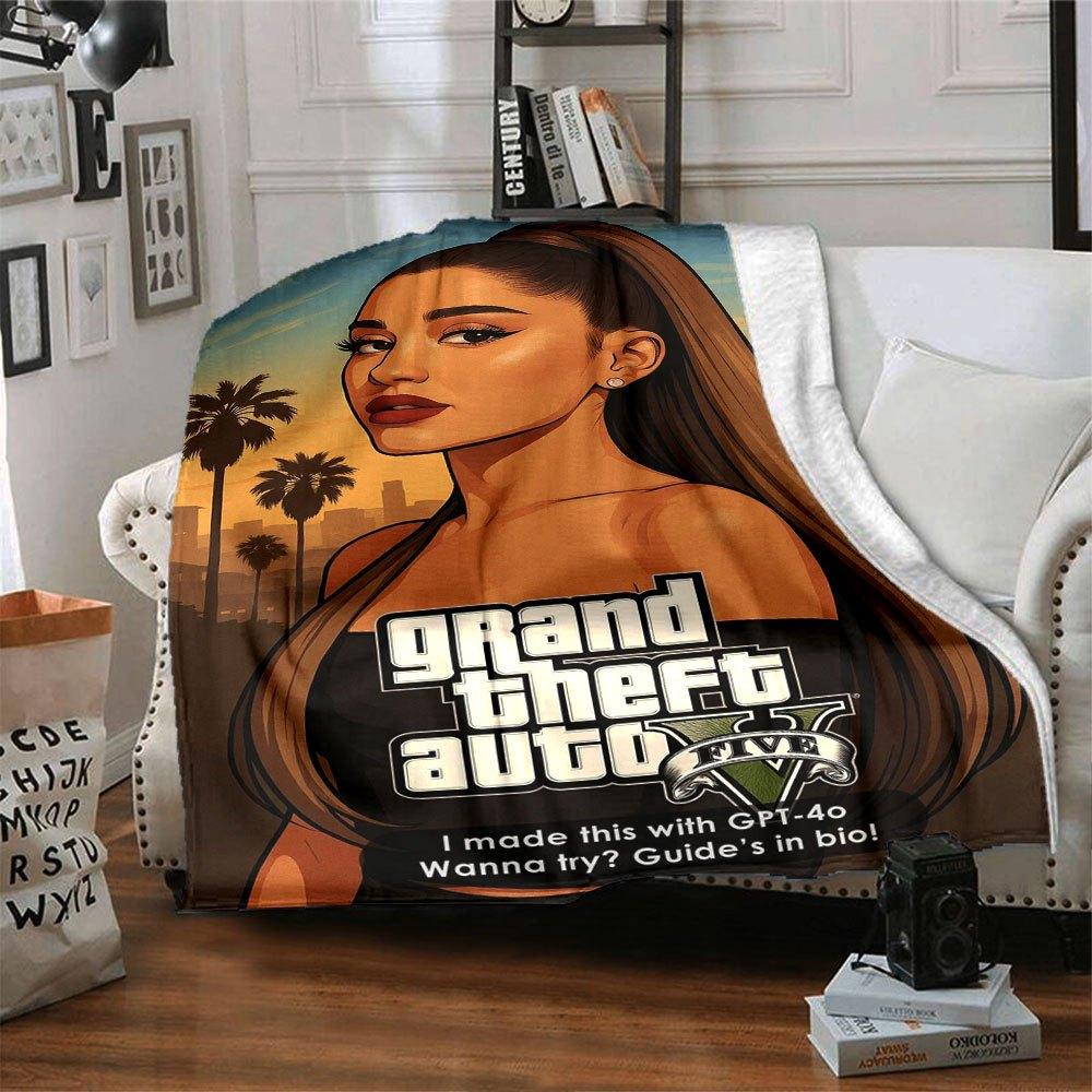 

1pc Grand Theft Auto Soft Flannel Blanket with Designer Print - A cozy blanket for all seasons, perfect for the couch, bed, officeB55 80cmx120cm(31inx47in)