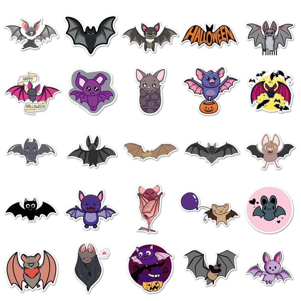 50pcs Cute Bat Stickers: Nocturnal Creatures Graffiti for Journals & Tablets