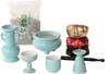 Buddhist Altar Set: Celadon Porcelain, 5-piece Set + Bell Set, Incense Ash Included, for Modern Mini Buddhist Altars.