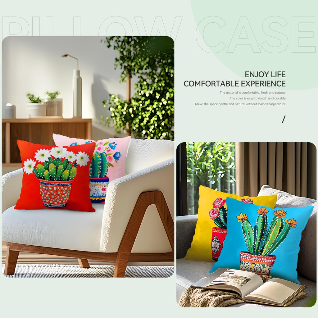 Cactus Pillowcase Bedroom Sofa Cushion Cover 100% Polyester Living Room Cushion Pillowcase Home Comfortable Decor