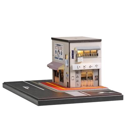 Shoucangjia Scale Miniature Landscape Series Parking Garage for Hot Matchbox Diecast Model Cars Light-Up 1/64 (Japanese-Style Izakaya) Tomica, Wheels,