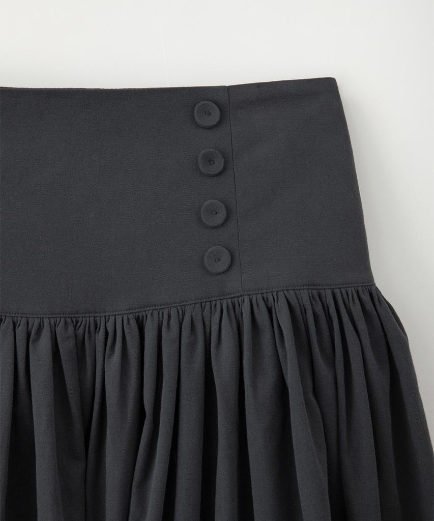 Sseomweeobeoteo Button Shirring Long Skirt - Charcoal