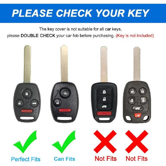Key Fob Cover For Honda With Leather Keychain, Premium TPU Key Case Compatible With 2003-2015 Honda Accord Crosstour Civic EX CR-V Pilot Element
