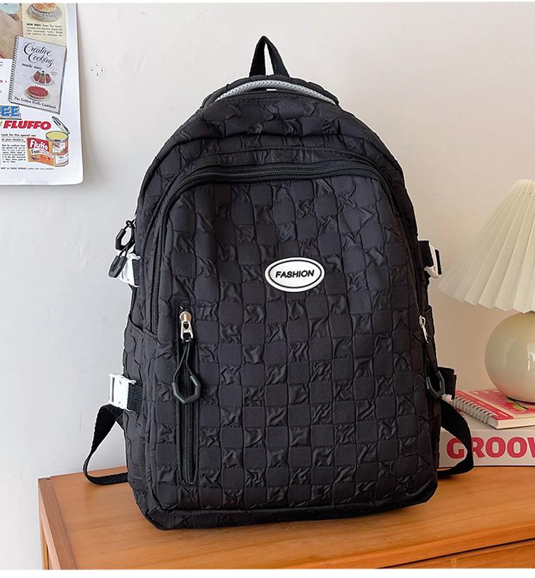 Schoolbag Spring and Summer New Middle School Student School Bag Female Korean Edition Campus Style Rhombus Fashion High School Student Large Capacity