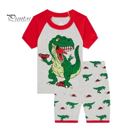

Пижамный комплект из хлопка для мальчиков 3-12 лет, летняя одежда для сна, детские топы с короткими рукавами и шорты, пижамный костюм с рисунками из мультфильмов 120 cm серый