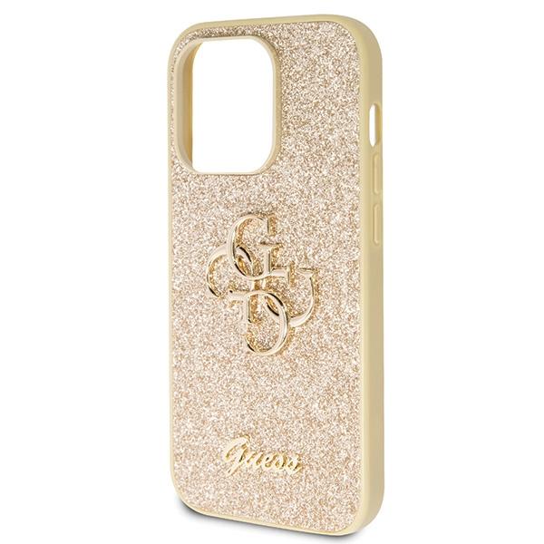 Etui Do iPhone 14 Pro Guess Glitter Script Big 4G Złote