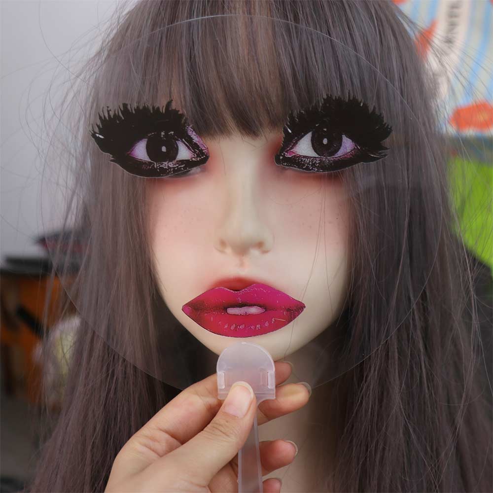 PVC Printed Transparent Hand Fans Exaggerated Printing Fan Creative Red Lips Hand Fan  Kids Toy