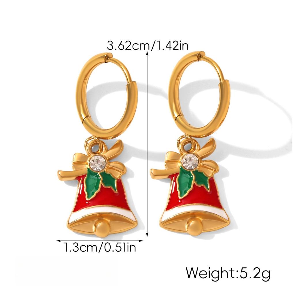 Yori Hot Style Stainless Steel Christmas Earrings 2025 Women Stainless Steel Trendy Golden PVD Waterproof Jewelry Gift