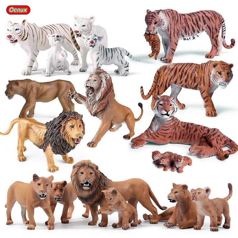 Oenux Original African Wild Animals Simulation Savage Bengal Tiger Siberian Tiger White Tiger Lion PVC Model Educational Toys