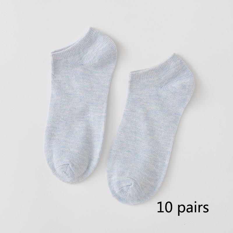 

10 пар однотонных носков Женские хлопковые носки конфетного цвета Короткие носки с невидимым носком Носки-лодочки Голые носки Носки Женские аксессуары 10 pairs синий