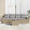 Garden Sofa Set Beige Poly Rattan