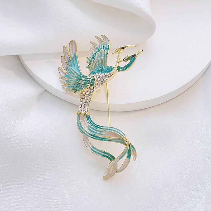 SKEDS Classic Crystal Pearl Phoenix Alloy Broocch Pin For Women Men Fashion Exquisite Rhinestone Badges Creative Animal Corsage