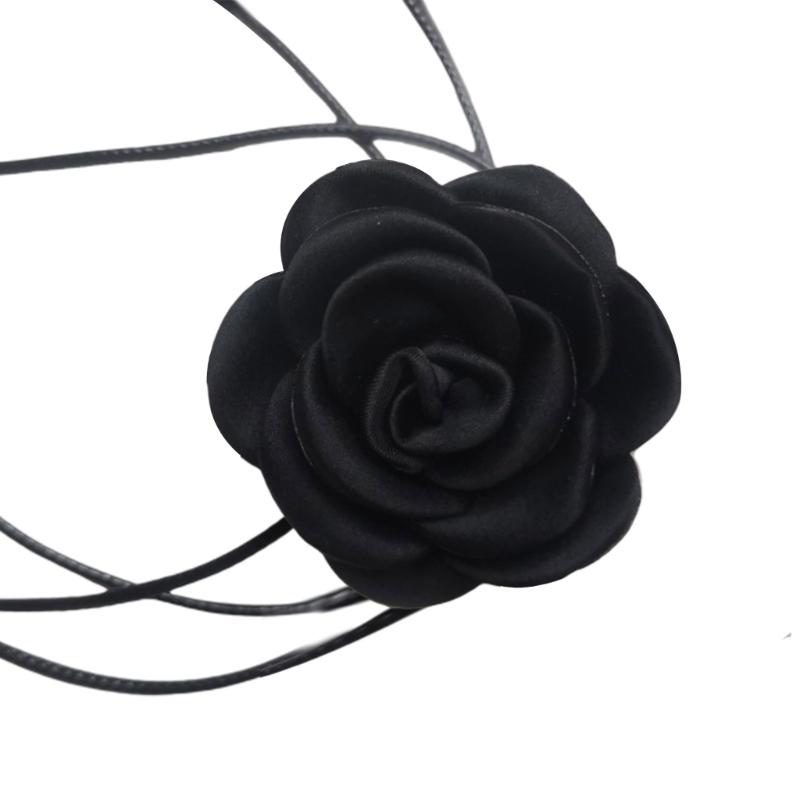 Black Camellia Collar Choker Chain Gothic Rope Choker Necklace Costume Party Pom Vampire-Choker for Women and Girls
