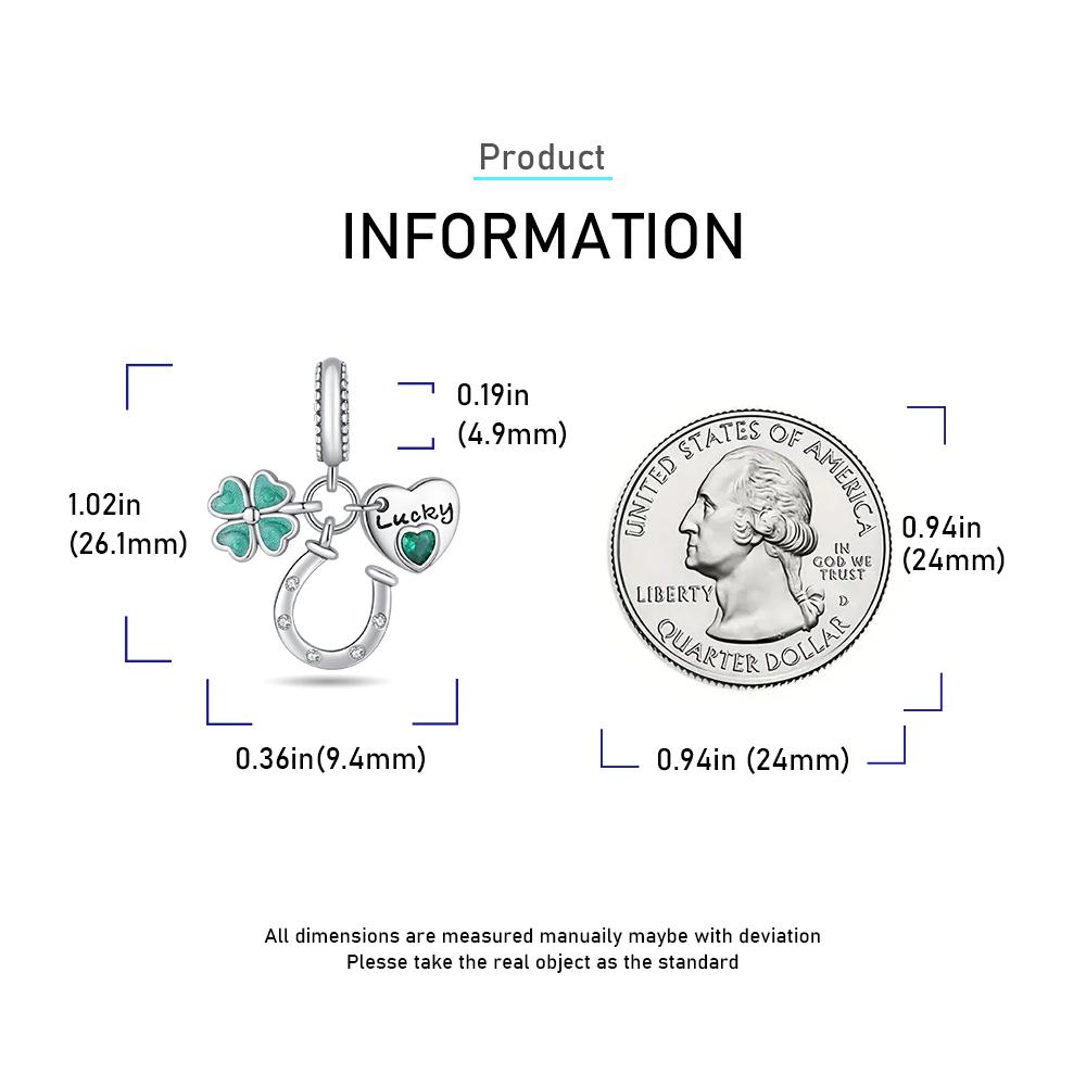 Ahthen Copper Bead Charms FourLeaf Shamrock Horseshoe Charm Fit Snake Chain Bracelets Necklaces for Women Jewellery Making