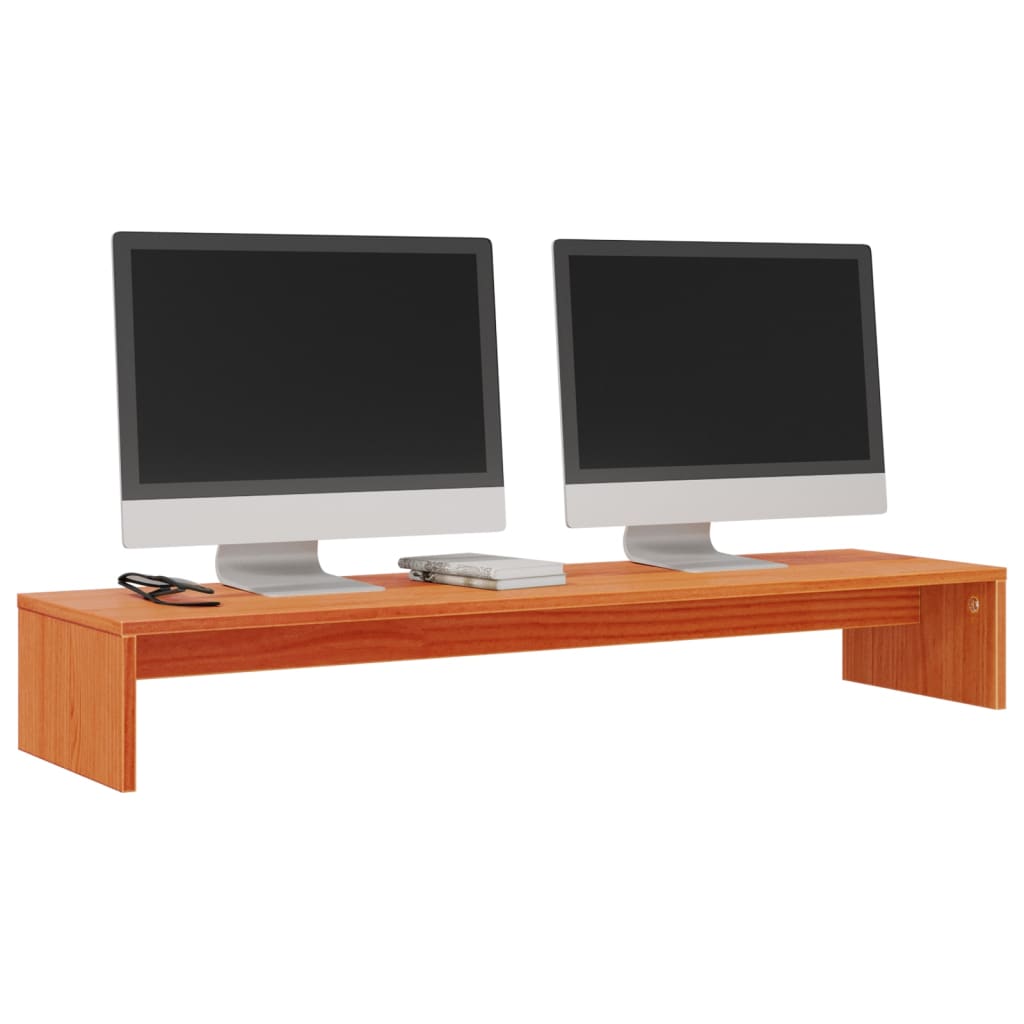 Monitor Stand Wax Brown 100 X 27 X 15 Cm Solid Pine Wood