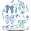 Cute Blue Bow Car Coasters for Cup Holders, 2 Pack Car Cup Holder Coasters for Women Men, 2.56 Inch Anti Slip Ert Absorbent Ceramic Car Cup Coasters