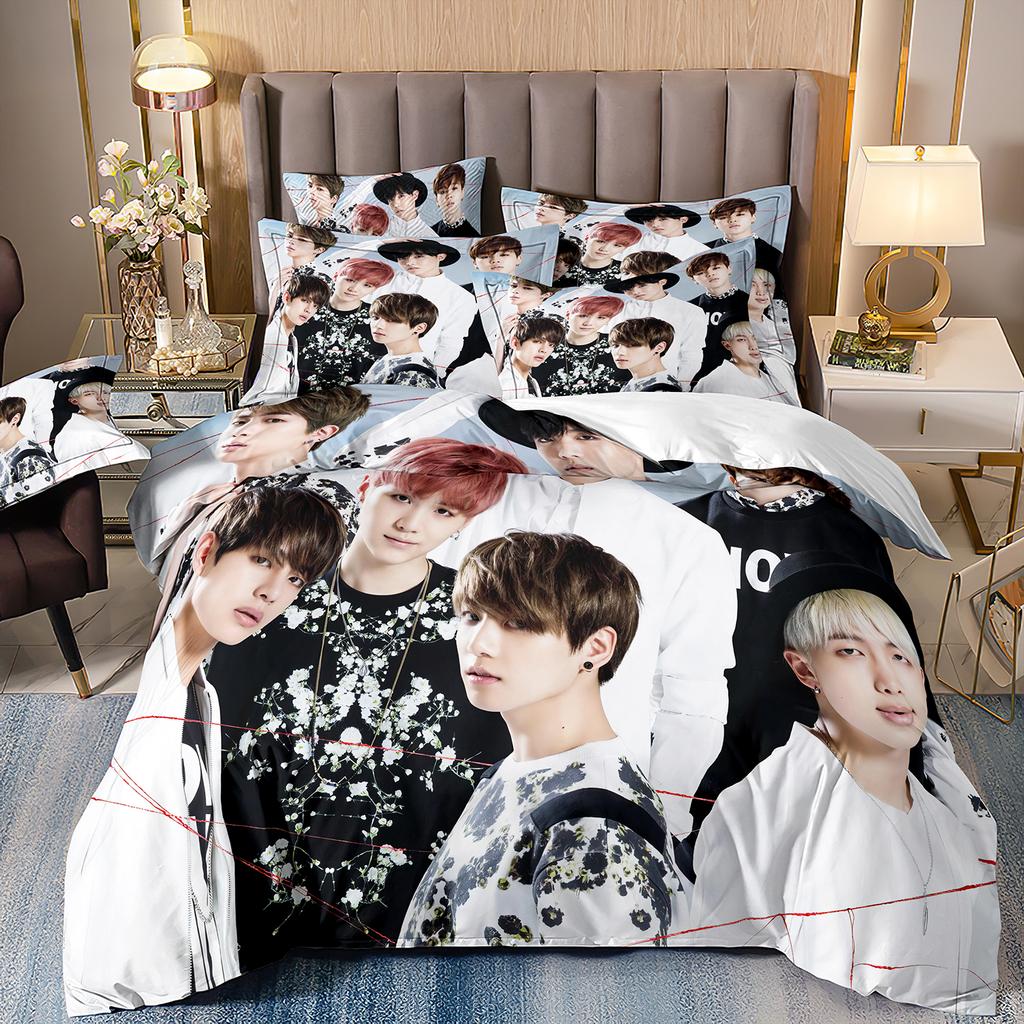 B-bts Men's group Music Duvet Cover Set Comfortable and Warm Bedding Set for Decorating Your Bedroom and Enhancing Home Life