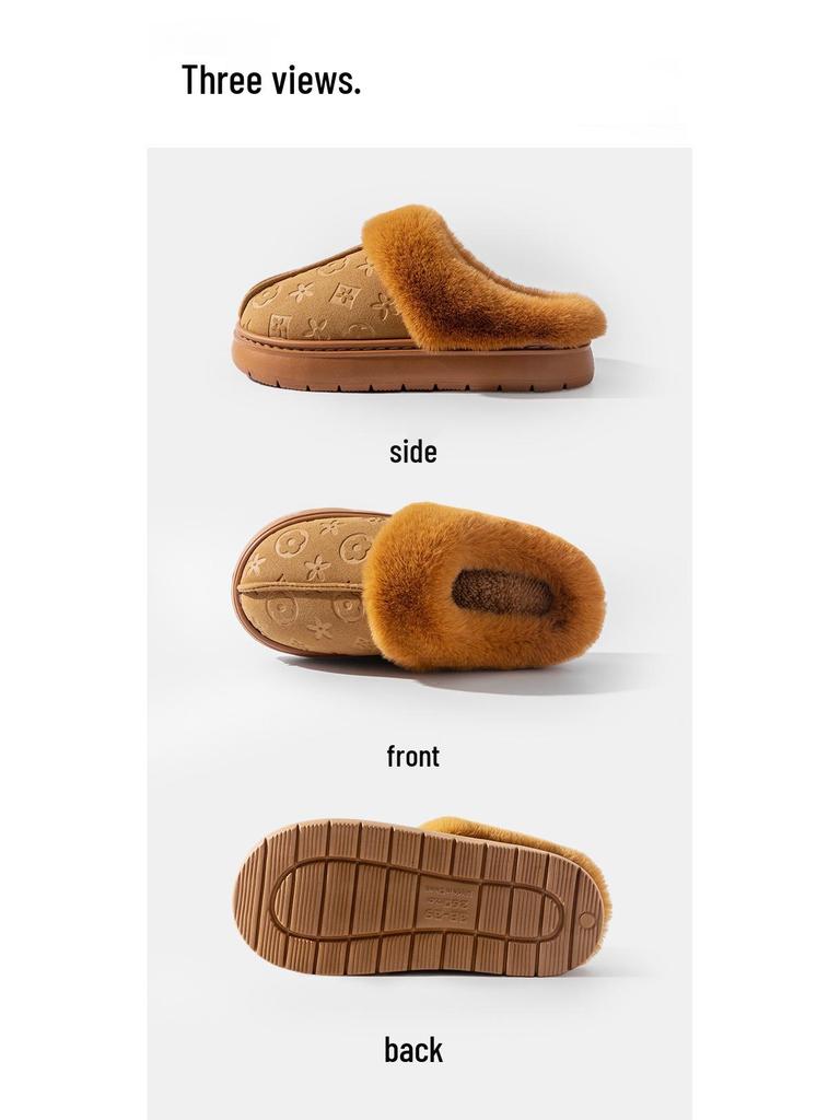 Big Brand Unisex Waterproof Faux Leather Non-Slip Indoor/Outdoor Warm Slippers with Soft Sole & Plush Lining