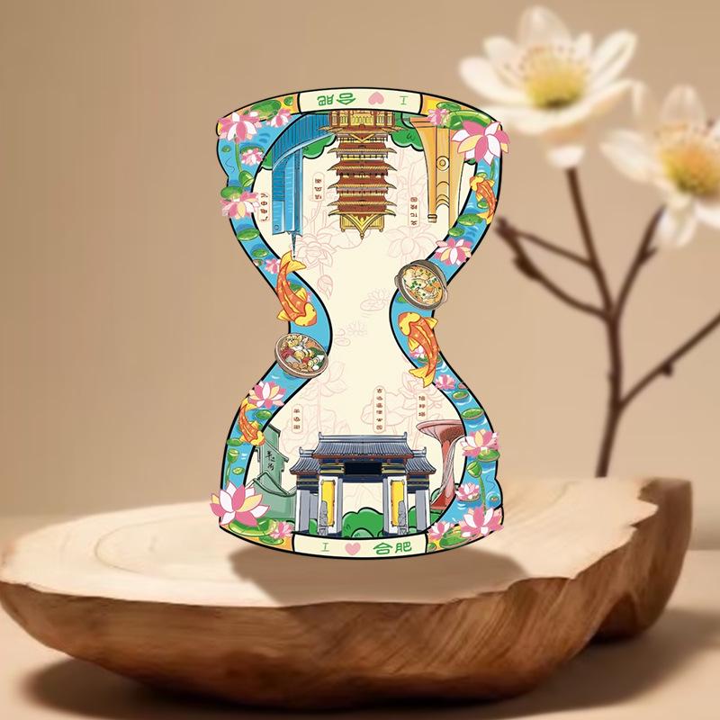 Huangshan Scenic Spot Wooden Magnet - Anhui Travel Souvenir and Cultural Stamp