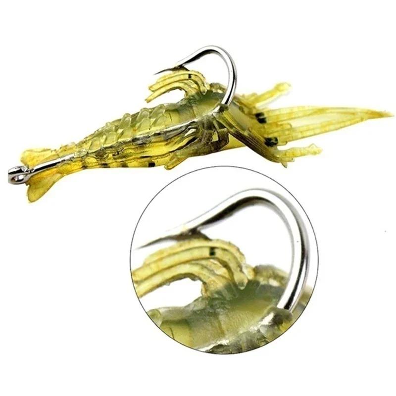 New Soft Silicone Shrimp Lure with Hooks - Saltwater Freshwater Fishing Baits Set 10-50PCS Artificial Bait for Bass Trout Salmon