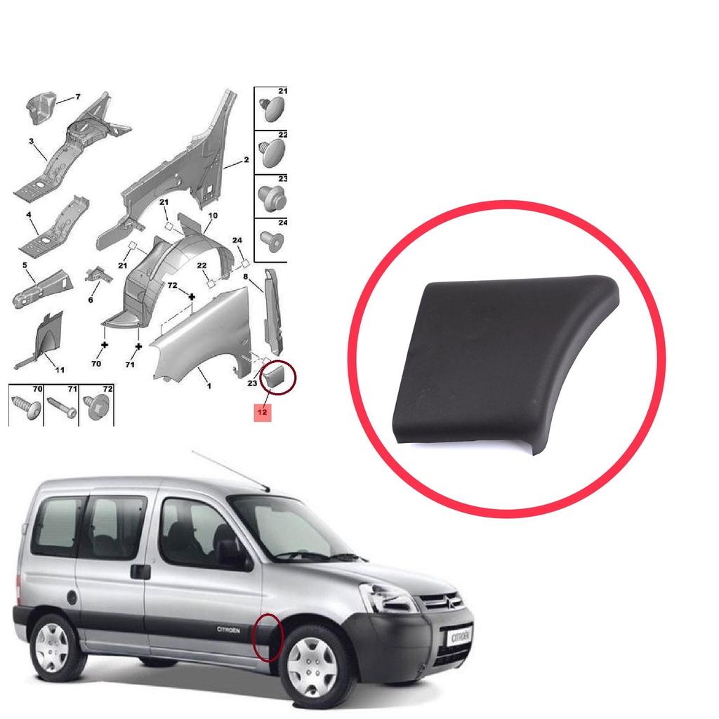 BSP1200-2 Front Right Fender Trim Molding for Citroen Berlingo MK1 M49 M59 1996-2008 8544.J8