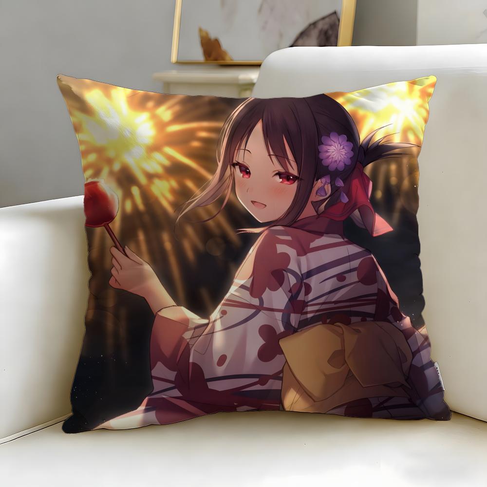 popular anime Kaguya S-sama Love Is War Cushion Cover Soft & Easy-Wash Pillow Case – Versatile for Couch, Bed, Travel and Office