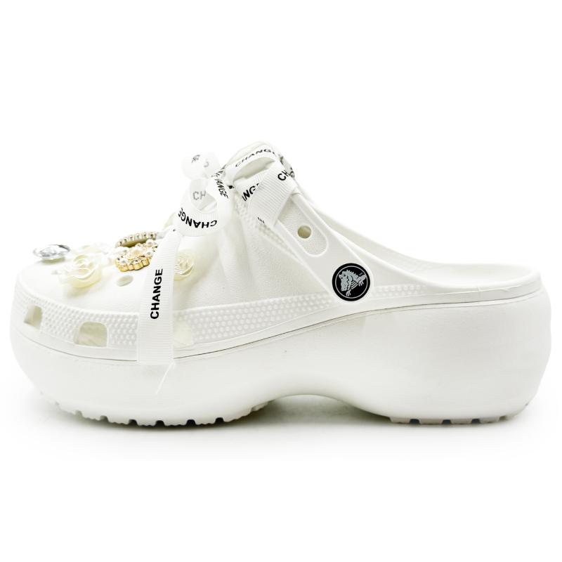 

Crocs Classic Platform Clog Cloud EVA Geometric Cloud Pearl Enamel Elegant Noble Sweet Versatile Preppy Hole Shoes Women s White 34-35 белый
