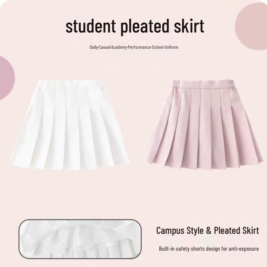 Dívčí plisovaná tenisová sukně v korejském stylu 2024 – Bílá letní sportovní sukně pro velké děti