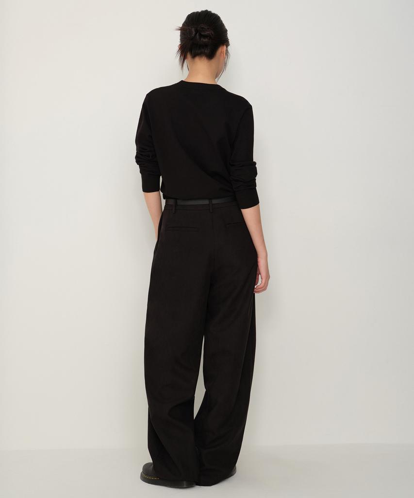 MUSINSA STANDARD WOMAN Women'S Synthetic Suede Deep Tuck Wide Pants [Black]
